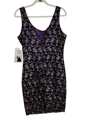 Vintage Jessica McClintock Gunne Sax Velvet Mini Dress 13/14 NWT Purple Gold thumbnail 3