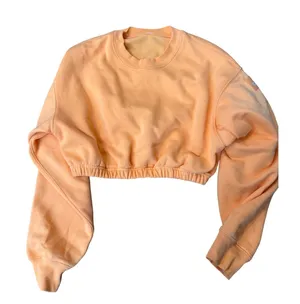 Alo Yoga Cropped Sweatshirt Orange Long Sleeve Crew Neck Pullover XS thumbnail 1