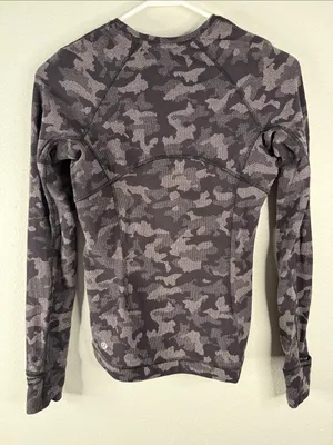 Lululemon Runderful Long Sleeve – Heritage Camo Jacquard Black Lunar Rock Size 4 thumbnail 6