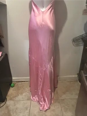 Elegant Backless Satin Halter Maxi Dress - Pink thumbnail 8
