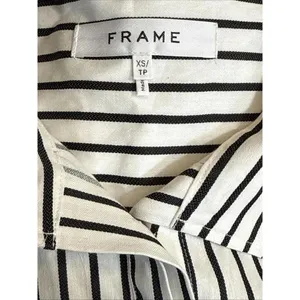 Frame‎ Revolve Linen Blend Striped Organic Short Sleeve Button Up Blouse Size XS thumbnail 7