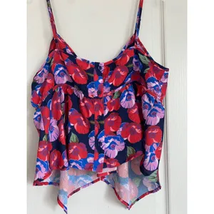 CAD Floral Handkerchief‎ Hem Camisole Top Red Blue Purple XL GUC thumbnail 7