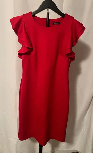 Tommy Hilfiger Red Ruffle Sleeve Sheath Dress Crew Neck Mini Business No size thumbnail 1