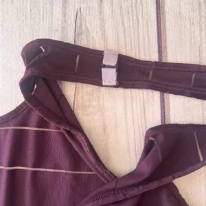 Athleta Max Out Chi Burgundy Sheer Stripe Side Tie Tank Top thumbnail 10