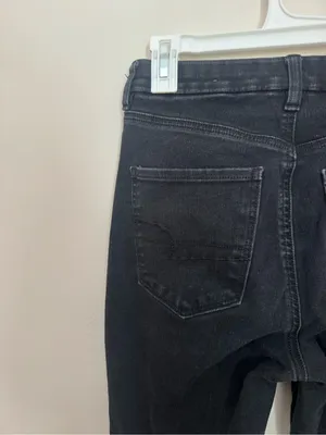 American Eagle Dream Jean Curvy High Rise Jegging Crop Black Size 6 Button Fly thumbnail 5