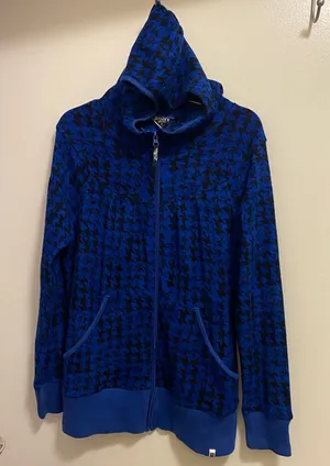Roxy Womens Hooded Jacket L Large Royal Blue & Black Fleece Full Zip Bust 42” thumbnail 1