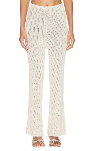 SNDYS Claire Pants in Natural XX-Small New Womens Cream Crochet Coverup thumbnail 1