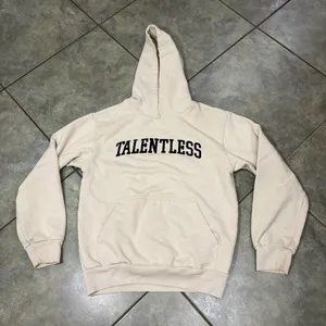 TALENTLESS Beige Pullover Hoodie Sweatshirt Graphic Print Casual Preppy Sz M thumbnail 1