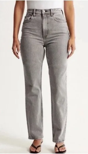 Abercrombie 90s Straight Ultra High Rise Jeans Size 27 (4) Gray Y2K Retro Casual thumbnail 1