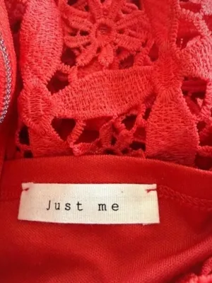 Just Me Crochet Red Dress Size S, thumbnail 3