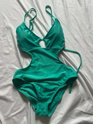 Teal Cutout One-Piece Swimsuit thumbnail 1