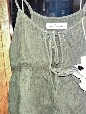 Love Trends Gauze Tie Front Camisole in Green Size Small NWT thumbnail 3