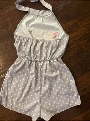 NWT Polka Dot Halter Romper in Light Gray and White size S thumbnail 2