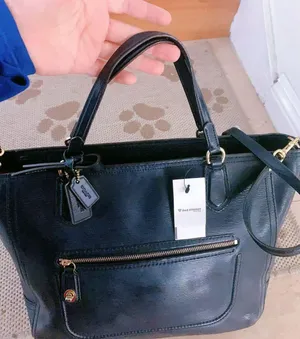 Coach Poppy Textured Patent Small Blaire Tote/Crossbody Brass / Navy thumbnail 8