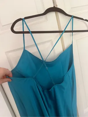 Cheibear Blue Green Teal Satin Midi Nightgown Sleep Dress Pajamas Size XL thumbnail 4