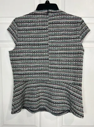 Ann Taylor Factory Women's Peplum Top Multicolor Tweed Knit Short Sleeve - Med thumbnail 2