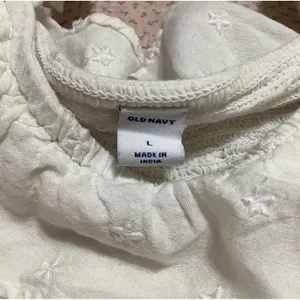 Old Navy White Tiered Eyelet Lace Summer Fairycore Ruffle Milkmaid Blouse‎ L thumbnail 4