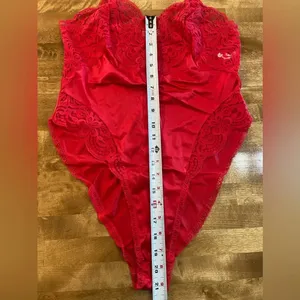 APPLAUSE Vintage Red Lace‎ High Cut Teddy 80s 90s Size 34 Made in the USA NWOT thumbnail 10