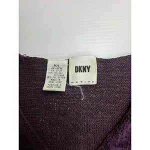 DKNY Petite V Neck Knit Sweater Purple Rayon Blend Women's‎ Size M/L thumbnail 2