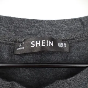 SHEIN Crop Top Womens S Lightning Bolt Charcoal Gray Raw Hem Excellent thumbnail 2