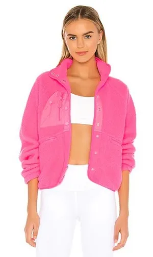 Free People Hit The Slopes Fleece Jacket in Pink S thumbnail 1