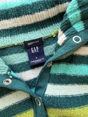 Vintage Y2K Gap Striped Sweater Snap Collar Wool thumbnail 3