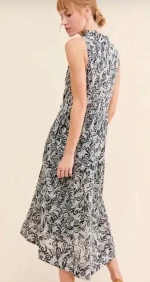 NWT Maeve Marya Tiered Midi Dress in Black Botanical Print thumbnail 2