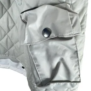 Castle Streetwear White Gray Full Zip‎ Lined Mock Neck Motorcycle Jacket Size 10 thumbnail 8