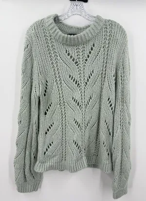 Abercrombie‎ & Fitch Women's Pointelle Mint Green Chunky Knit Sweater Size M thumbnail 1