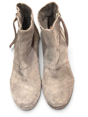 Toms suede ankle wedge bootie grey - chic and comfortable for everyday thumbnail 4