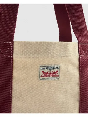 New Levi's Denim Indigo Med Tote Bag Awny Port Red Navy Bottom Canvas thumbnail 3