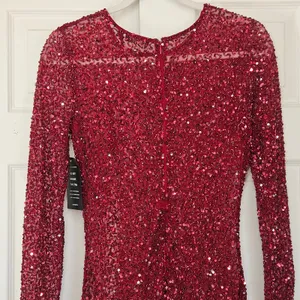 Retrofête Emani Red Sequin Mini Dress Long Sleeve Bodycon Size S‎ NEW thumbnail 7