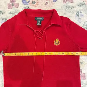 VTG Lauren Ralph Lauren Polo Sweater XS Petite Red Preppy Old Money Crest Logo thumbnail 5