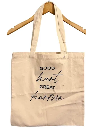 Canvas Tote Bag‎ Good Karma Graphic Print Reusable Everyday Carry All thumbnail 1