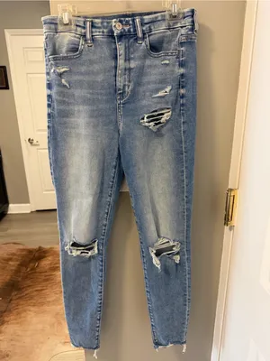 American Eagle Forever Soft Super Hi-Rise Distressed Jeggings Size 8R thumbnail 2