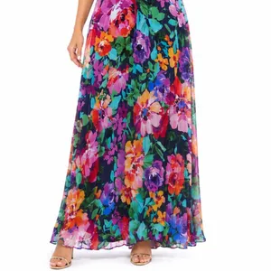Xscape Womens Formal Evening Gown Size 4 Navy Floral Maxi Dress Wedding Party thumbnail 6