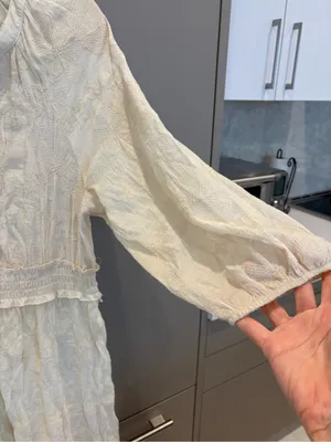 Rose & Everly Cream Embroidered Maxi Dress Boho Cottagecore Tiered Ruffle - XL thumbnail 4