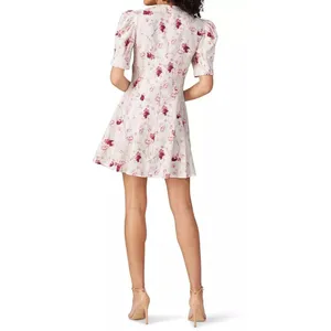 CHELSEA AND WALKER Women's White Pink Floral Button Front Mini Dress Size 4 thumbnail 3