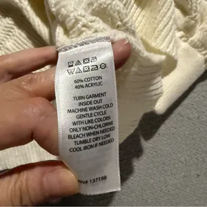 Rachel Zoe Collared Cream Pointelle Knit Pullover Polo Sweater Size Large EUC thumbnail 4