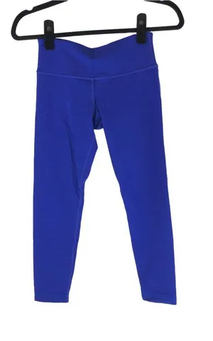 Lululemon Womens Wunder Under Crop Leggings Pants Blue 4 thumbnail 1