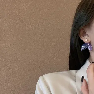 Light Purple Fantasy Fishtail Stud Earrings for Women thumbnail 3