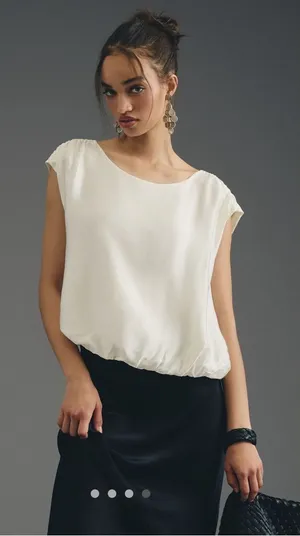 New With Tags By Anthropologie Silky Boatneck Blouse Sz M thumbnail 1