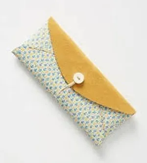 Anthropologie Georgia Penil Pouch Envelope Clutch Mustard Yellow Suede Boho Bag thumbnail 1
