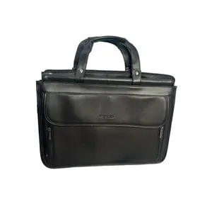Solo black leather laptop classic bag - no shoulder strap included - small tear thumbnail 1