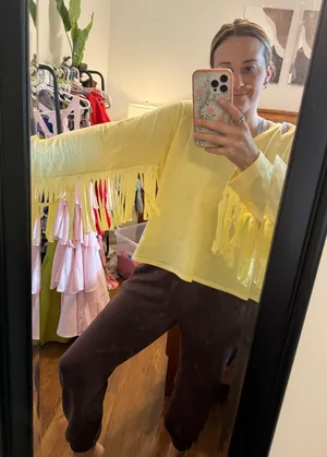 Peach Love California Yellow fringe top thumbnail 2