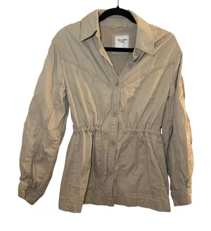 Abercrombie & Fitch‎ Utility Jacket Tan Small Cinched Waist Safari Casual thumbnail 1