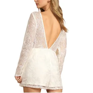Lulus My Clarity Ivory Mesh Floral Embroidered Romper size S thumbnail 2