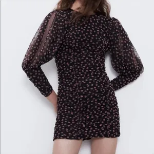 NWT Zara Bloggers Fav Puff Sleeve Sheer Textured Floral Dress XXL thumbnail 3
