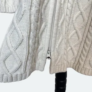 Vintage Cable Knit Longline Cardigan Jacket XL Wool Blend Zip Cottagecore Y2K thumbnail 5