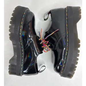 Dr. Martens 1461 Quad Rainbow Patent Platform Shoes black size 7 ladies 6 Men thumbnail 8